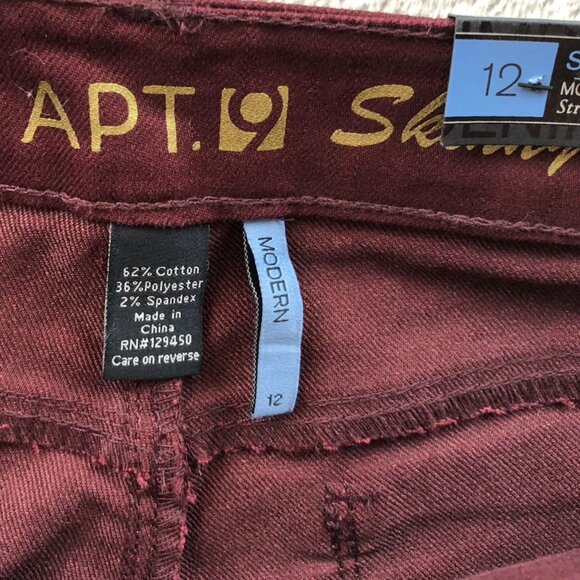 NWT Apt. 9 Women’s Pants Size 12 Skinny Leg Modern Fit Classic Casual Red Ankle - Picture 8 of 16